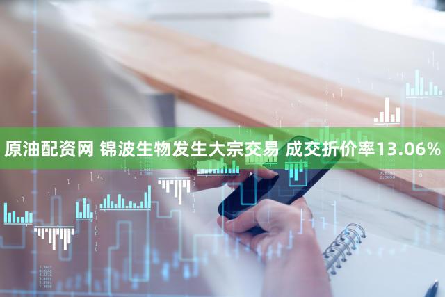原油配资网 锦波生物发生大宗交易 成交折价率13.06%