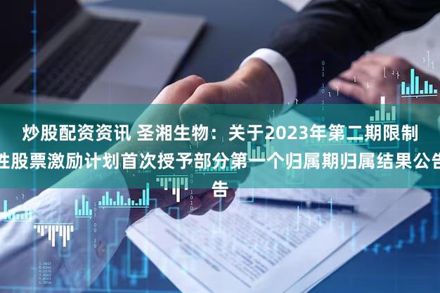 炒股配资资讯 圣湘生物：关于2023年第二期限制性股票激励计划首次授予部分第一个归属期归属结果公告